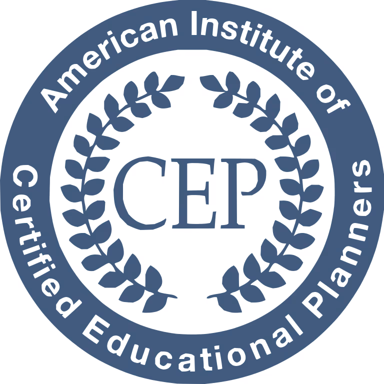 Seal of the American Institute of Certified Educational Planners with CEP initials in the center surrounded by laurel branches.