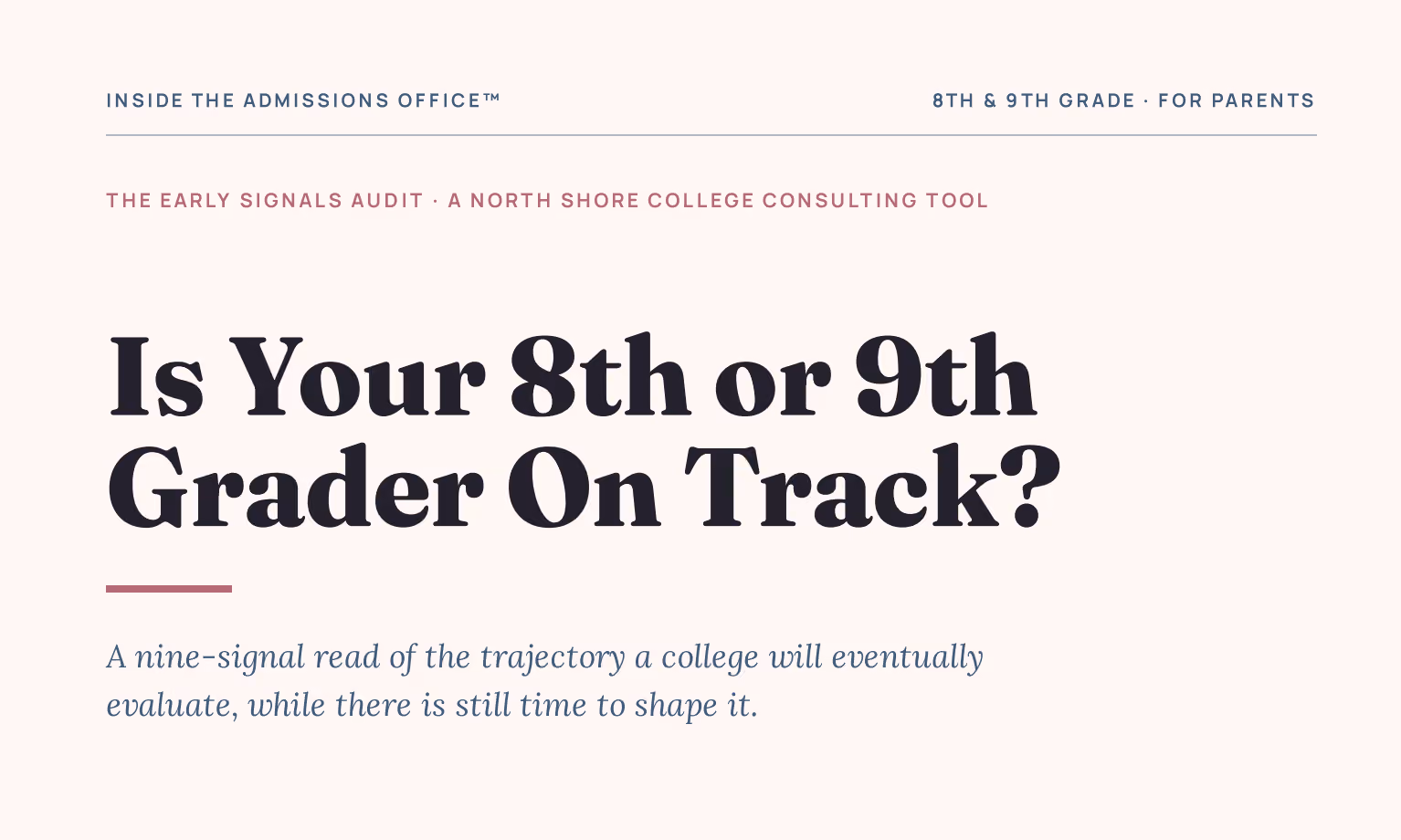Is Your 8th-9th Grader On Track