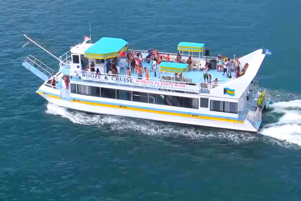 a small boat in a large body of water