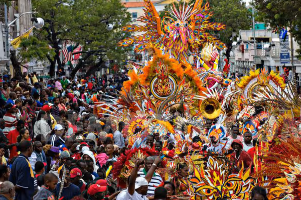 a group of people standing in front of a crowd