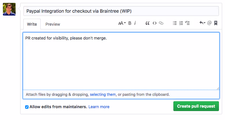 dialog box showing github comment