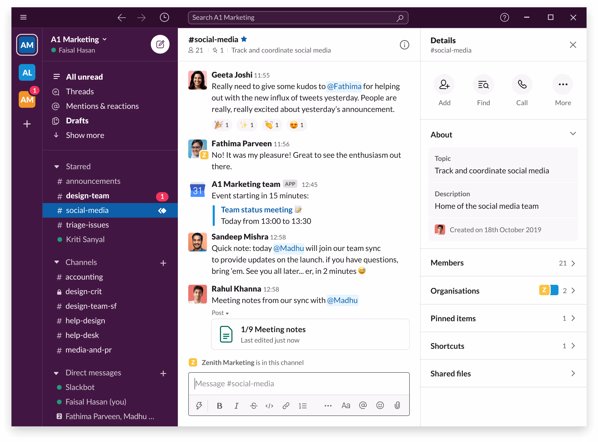 screenshot of slack interface