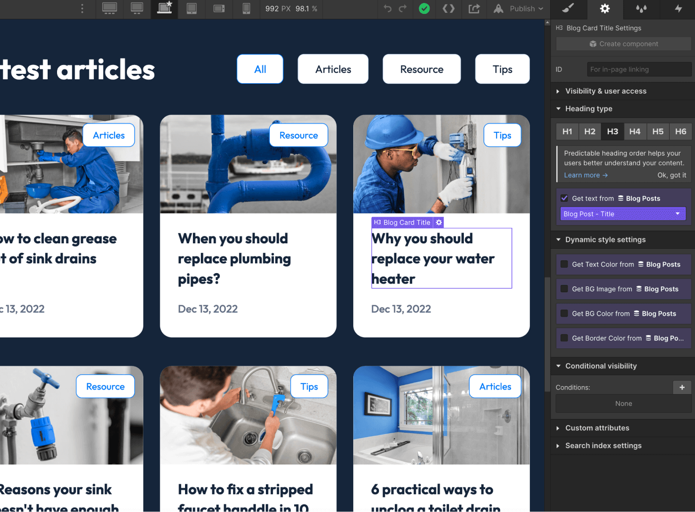 CMS Content - Plumbing X Webflow Template