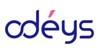 Logo du mot 'odéys' en lettres bleues, avec un accent rose sur le 'é'.