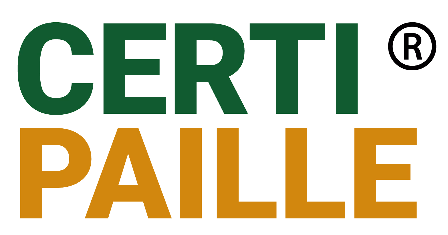 Logo Certipaille avec le mot CERTI en vert foncé et PAILLE en orange, accompagné du symbole ®.