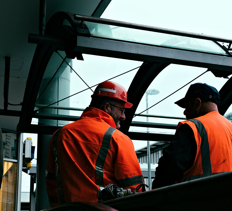 Team collaborating on industrial site