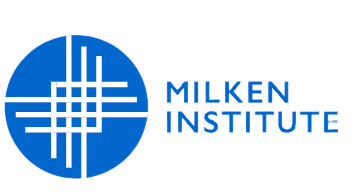 Milken Institute logo with a blue circle and white grid lines next to blue text.
