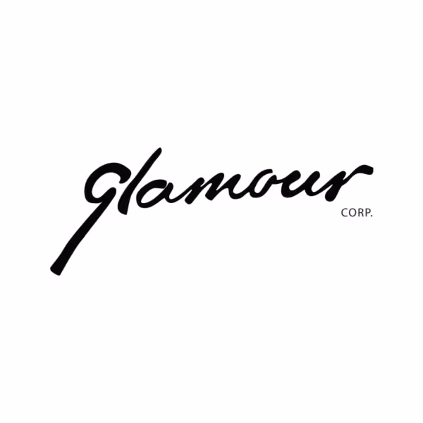 Glamour Corp. wordmark logo in black script on a white background.
