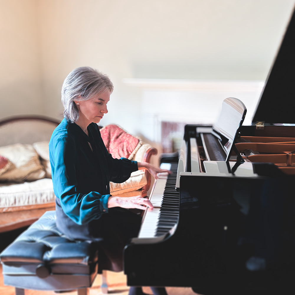 Julie Hague playing the piano