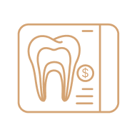 Outline of a tooth with a dollar sign representing dental cost or insurance on a document.