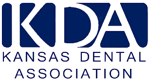 Logo of Kansas Dental Association with stylized letters KDA and text below.