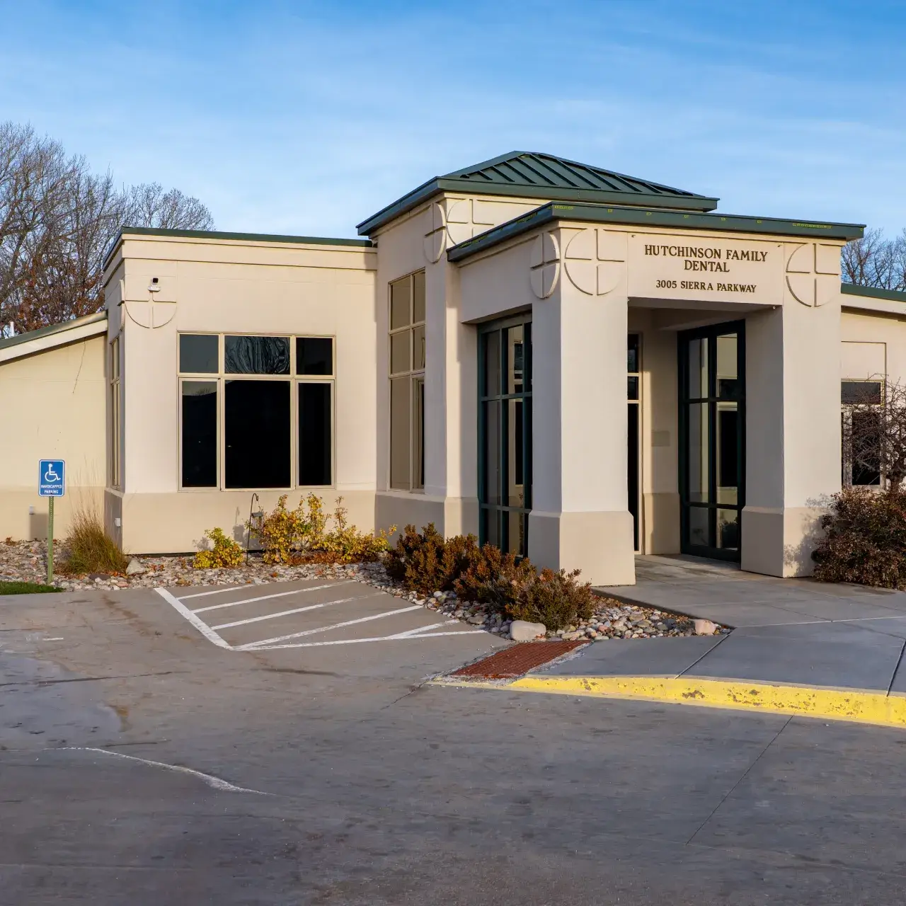 Exterior signage of Hutchinson Family Dental  in Hutchinson, KS