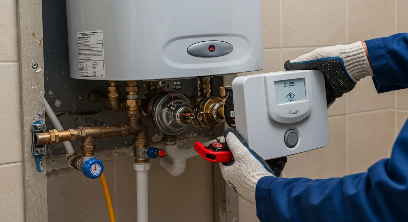 Replacing a new tankless water heater controller.