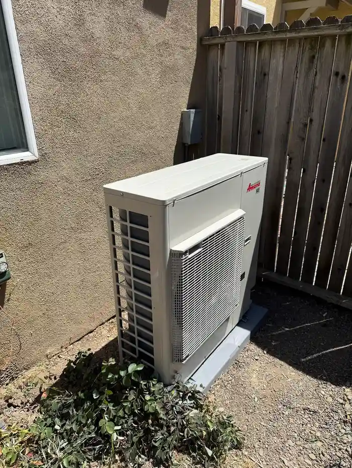 Amana mini-split heat pump outdoor unit.