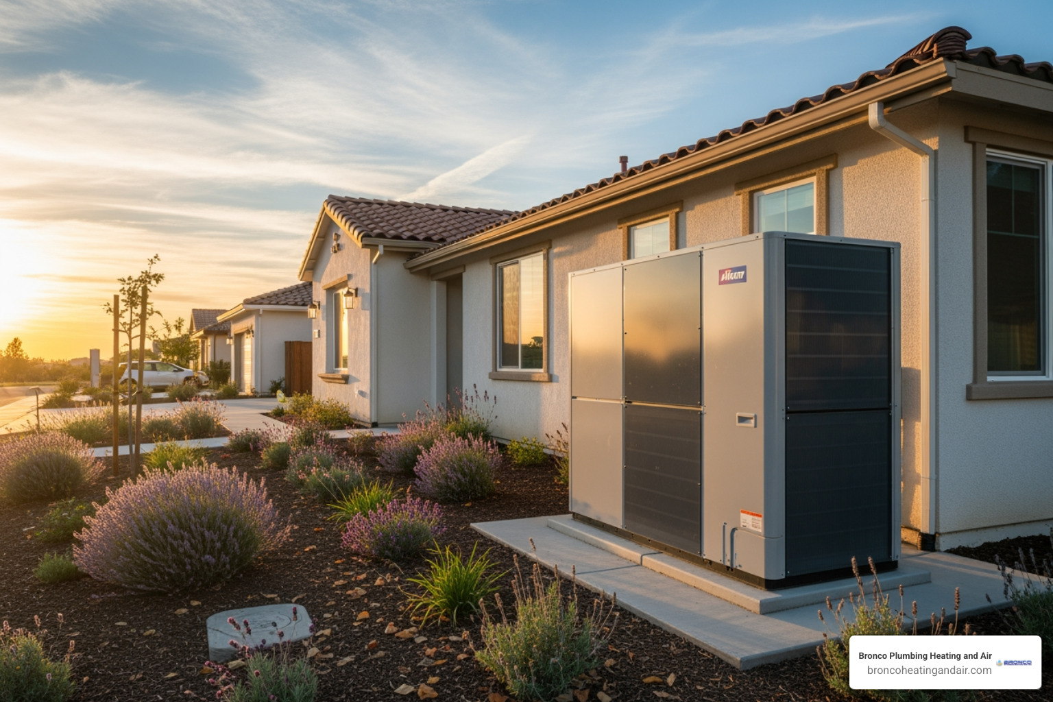 infographic showing heat pump efficiency cycle with outdoor and indoor units, refrigerant flow arrows, heating and cooling modes, SEER and HSPF rating badges, cost savings comparison versus traditional systems, and Roseville rebate information - best heat pumps in roseville, ca