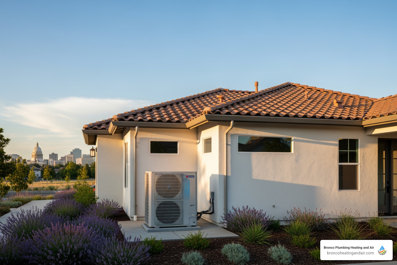 infographic showing heat pump operation in heating and cooling modes with arrows indicating heat transfer direction, refrigerant cycle basics, and key components like compressor and reversing valve, alongside Sacramento climate benefits and available rebate amounts from SMUD and federal programs - heat pumps sacramento ca