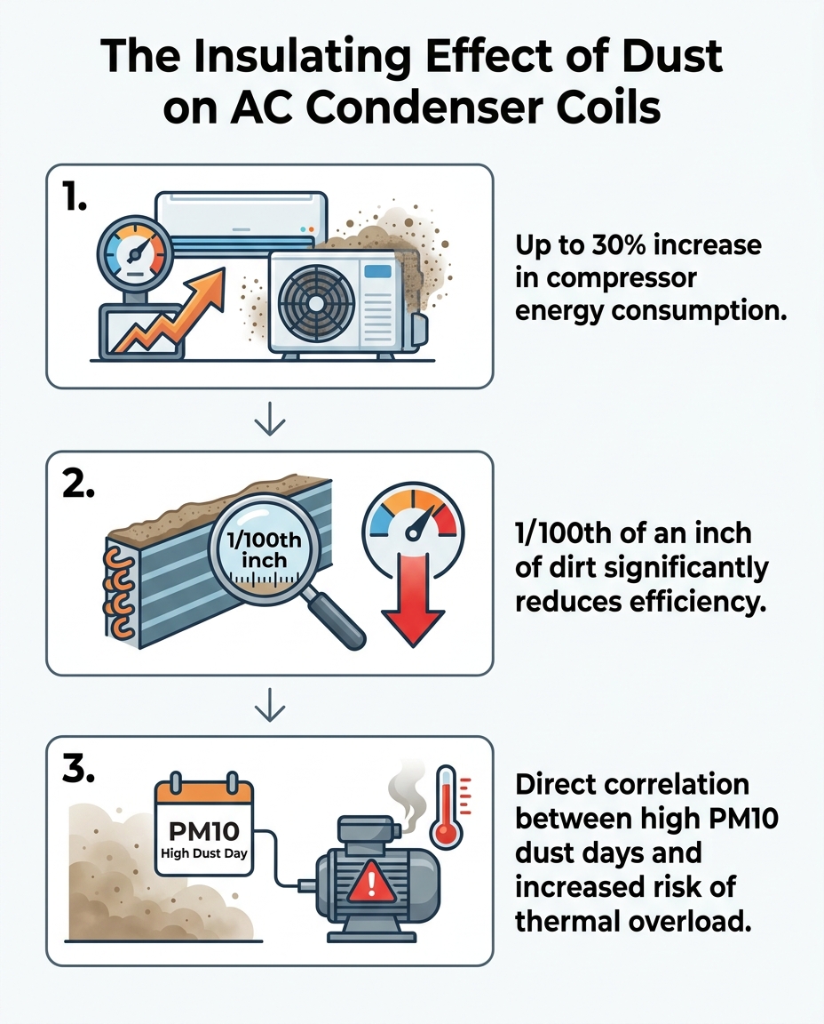 The Insulating Effect of Dust on AC Condenser Coils