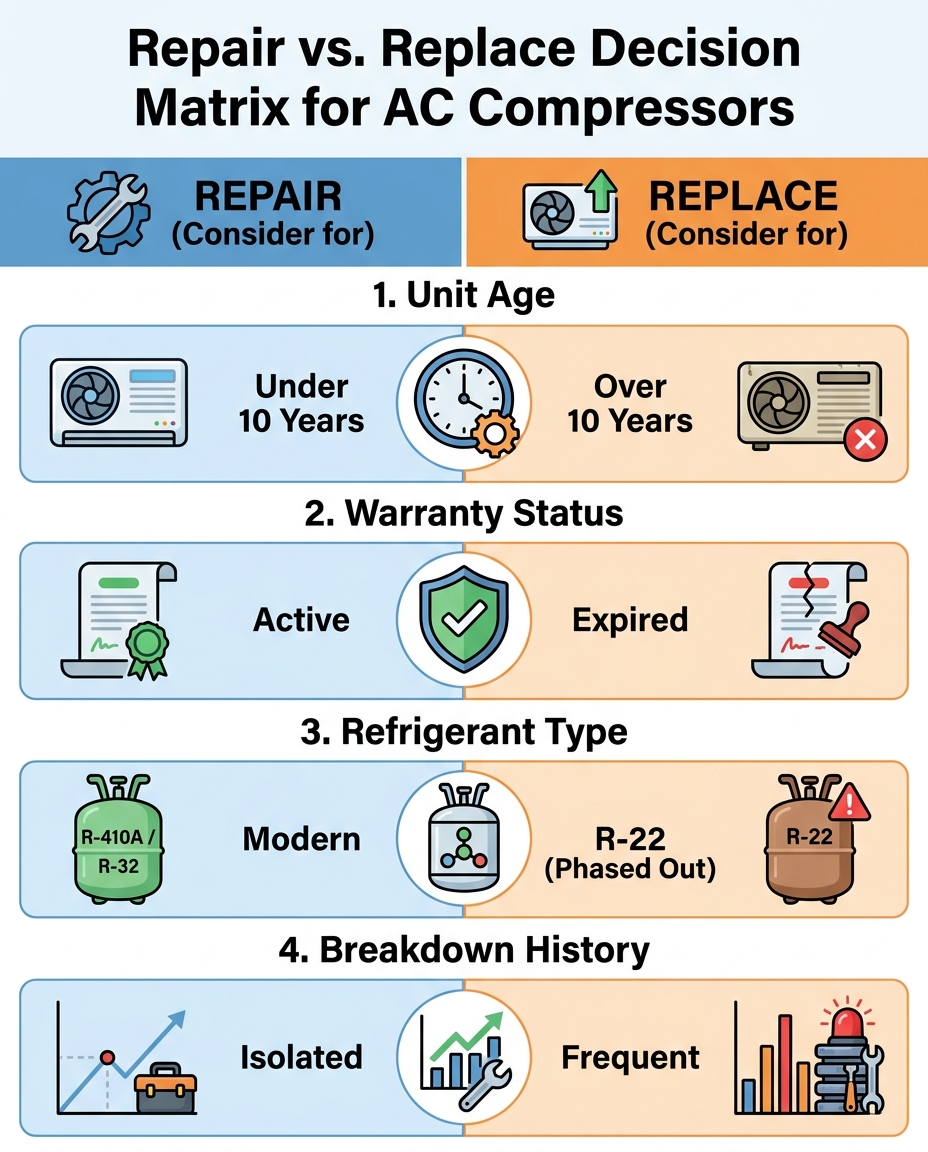 Repair vs. Replace Decision Matrix for AC Compressors