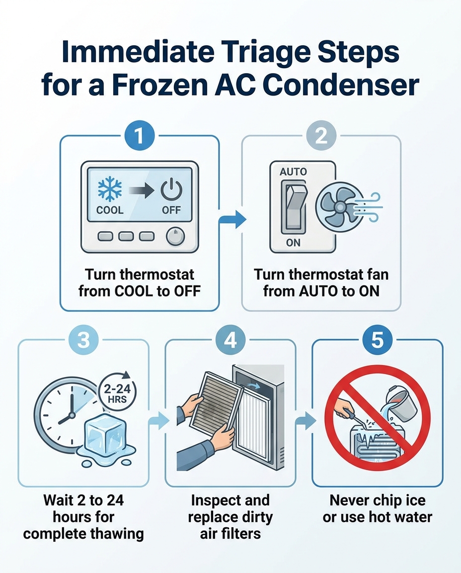 Immediate Triage Steps for a Frozen AC Condenser