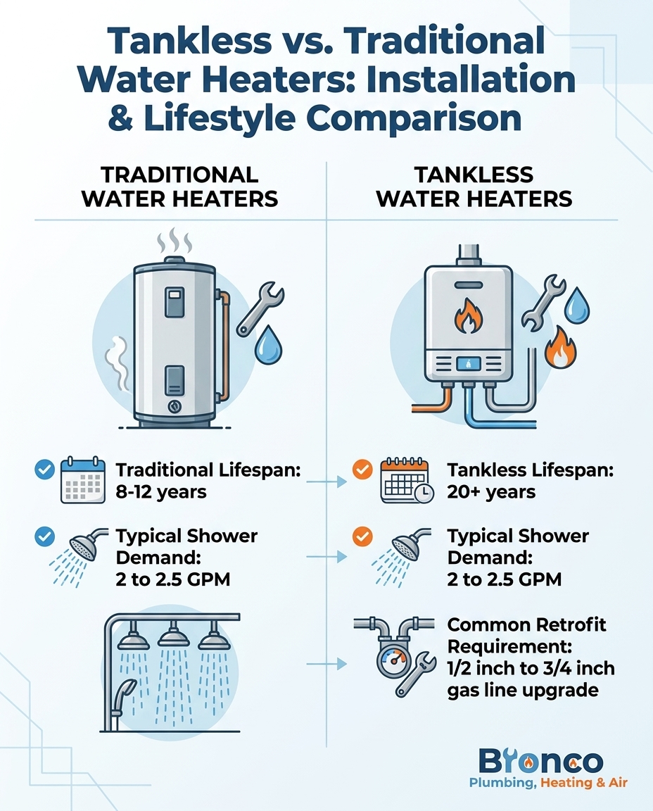 Tankless vs. Traditional Water Heaters: Installation & Lifestyle Comparison