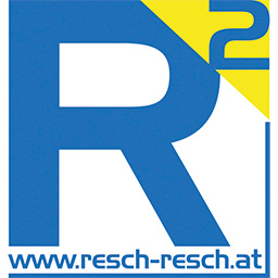 Blaues 'R' mit der kleinen Zahl 2 in der oberen rechten Ecke und der Website-Adresse www.resch-resch.at darunter.