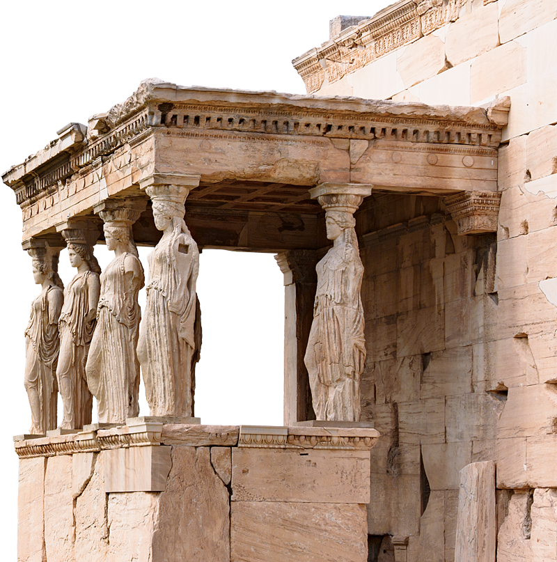 Details of the Caryatid Porch on the Acropolis in Athens.
