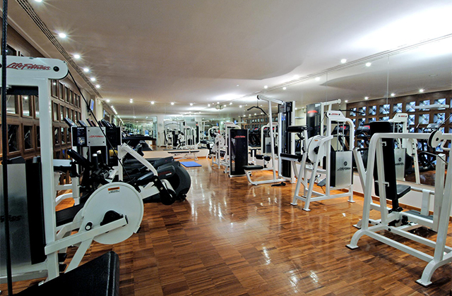 A full view of the fitness studio within Hotel Grande Bretagne.