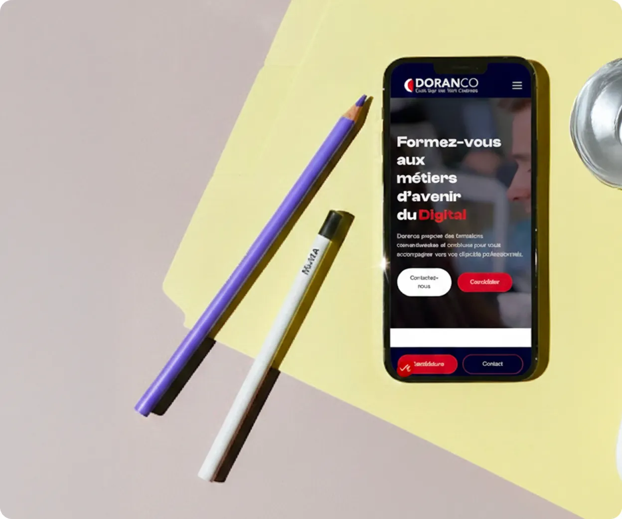 Interface mobile site doranco formation - Refonte Webflow par Axome