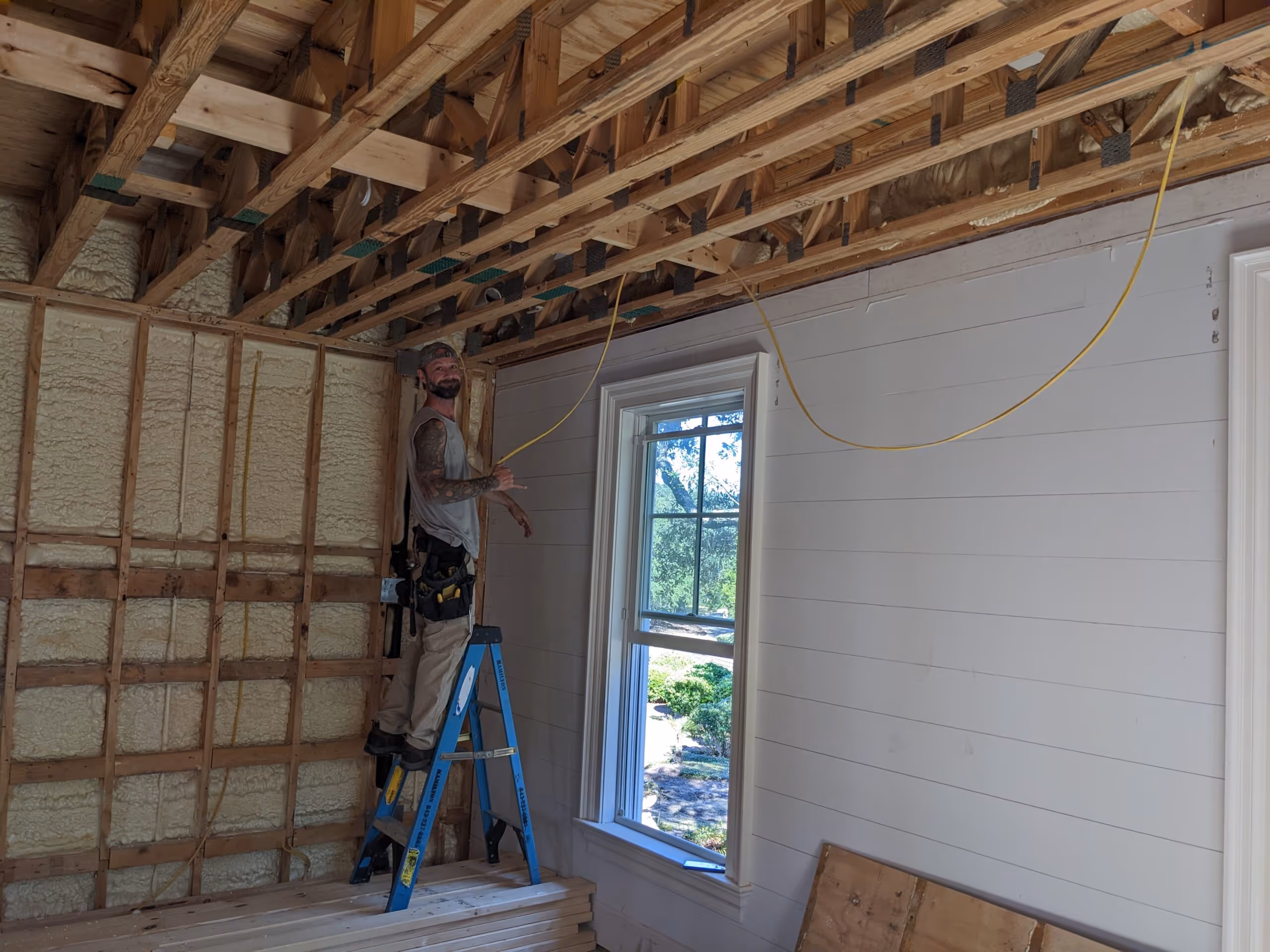 Electrician working in house