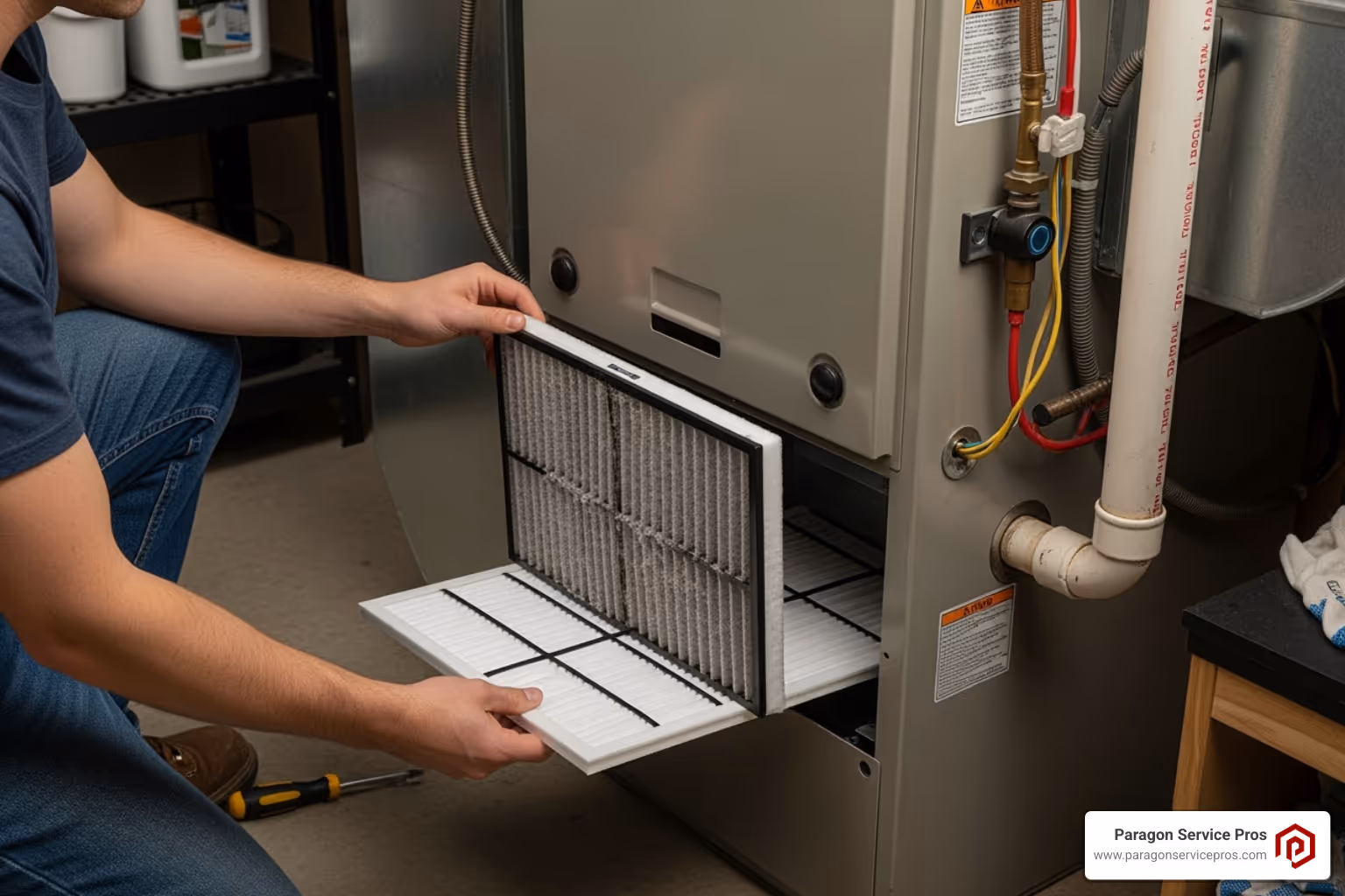 A person changing a home air filter - HVAC system problems