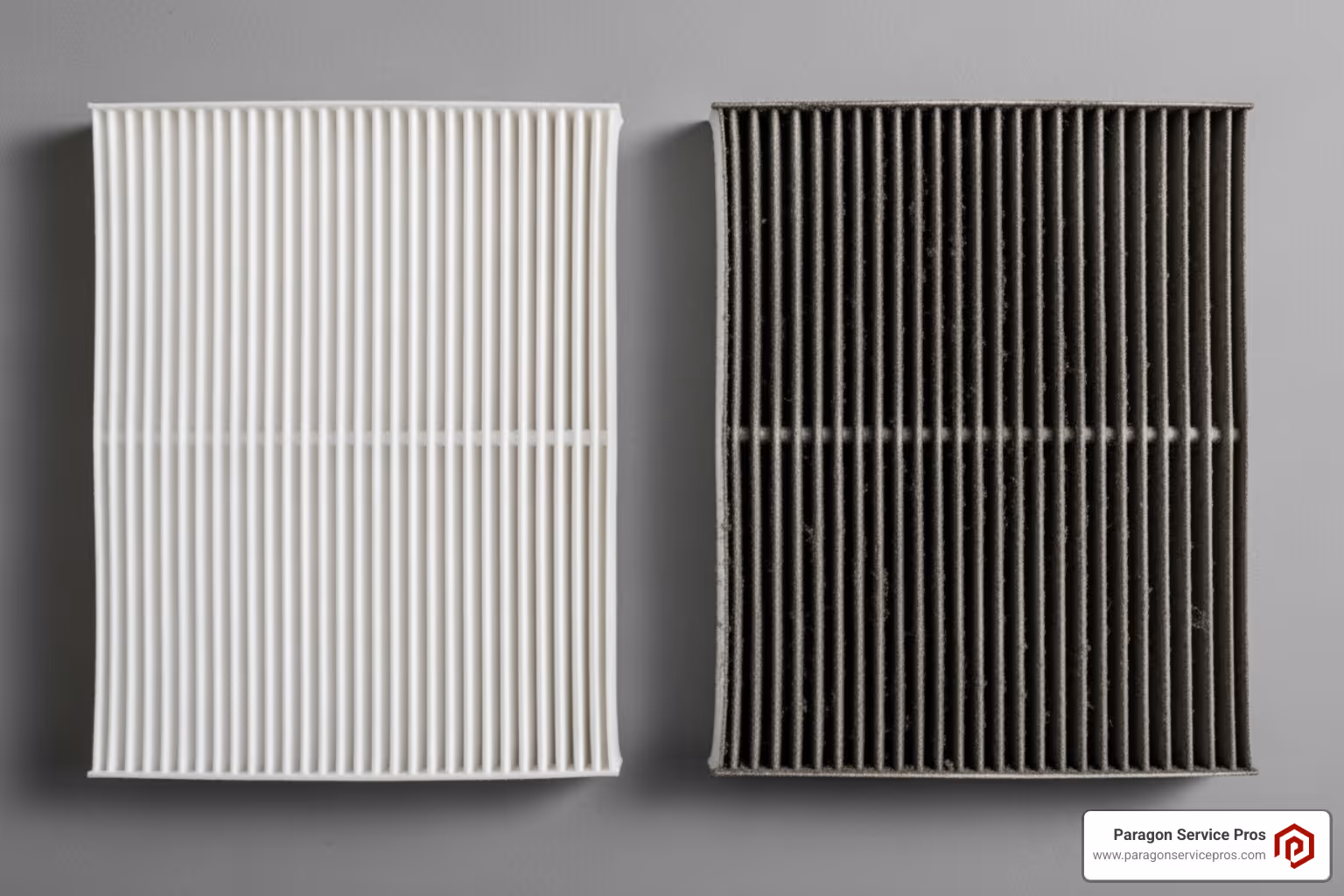 clean air filter next to a dirty one - AC not cooling