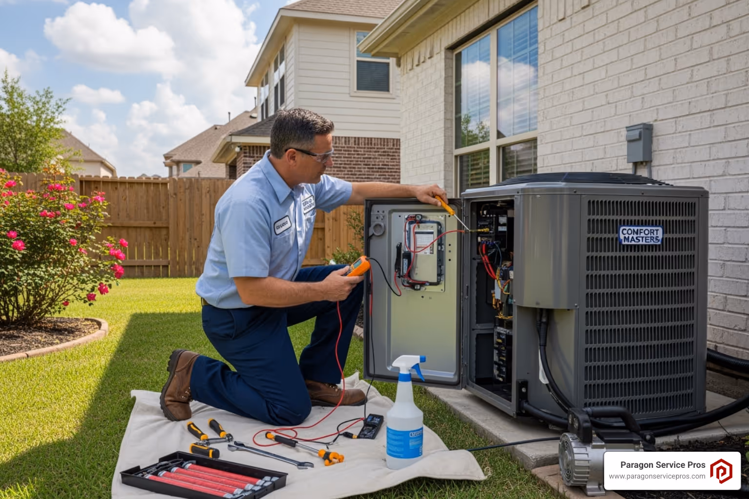 A technician performing an AC tune-up - Central AC repair Chandler