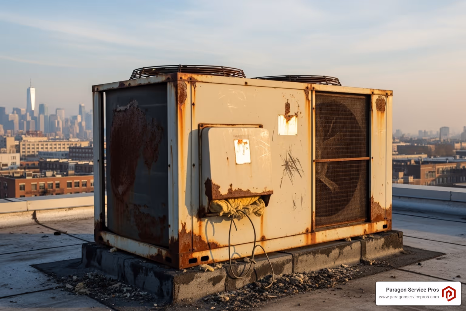 old, inefficient commercial AC unit - commercial ac install gilbert