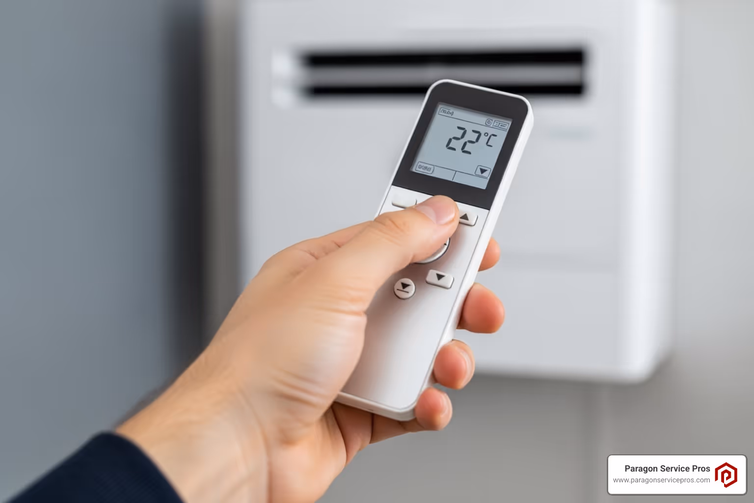 remote control adjusting the temperature on a mini-split, illustrating zoned cooling - ductless mini split installation gilbert, az
