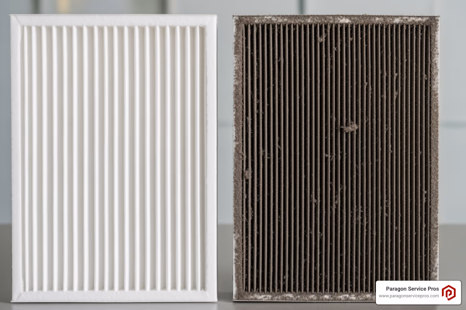 clean vs dirty HVAC air filter - indoor air quality testing mesa, az