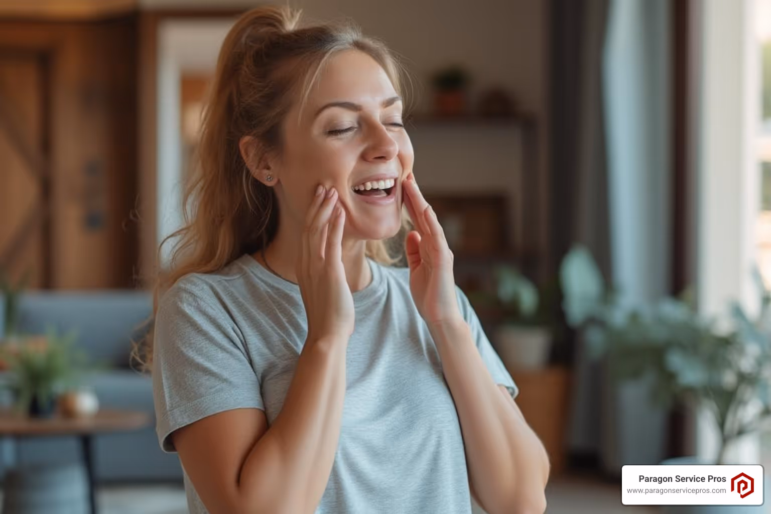 person with allergies breathing easier - air duct cleaning mesa, az