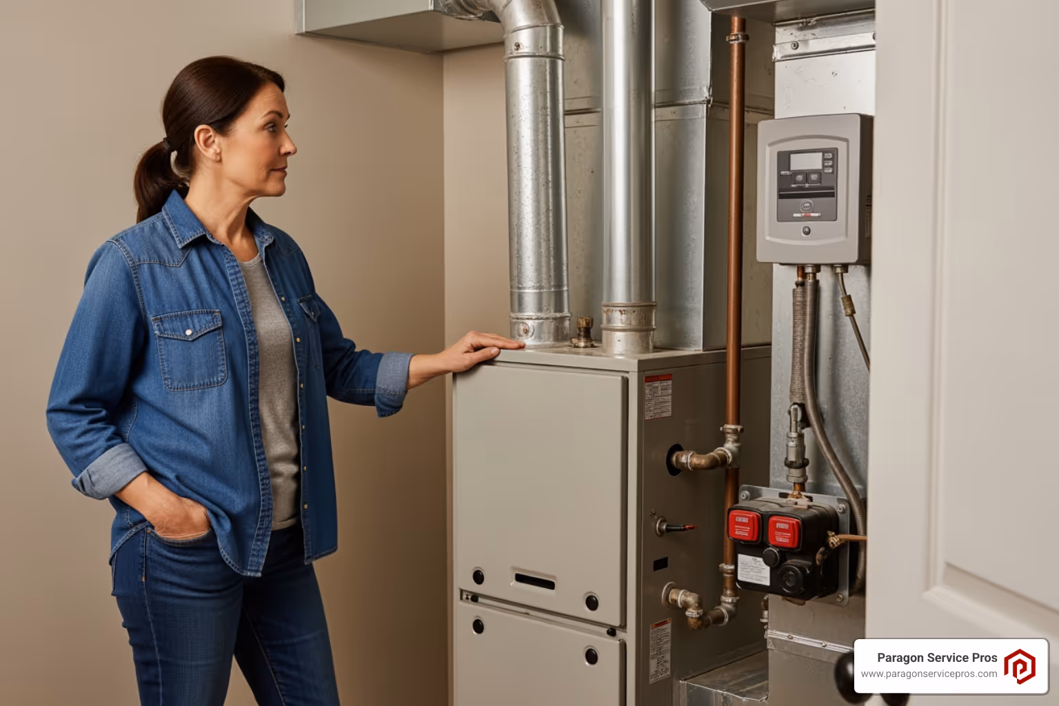 Infographic showing the top 5 signs your furnace needs replacement: Age over 15 years, frequent repairs, rising energy bills, yellow pilot light or strange odors, and uneven heating throughout the home - furnace replacement gilbert az