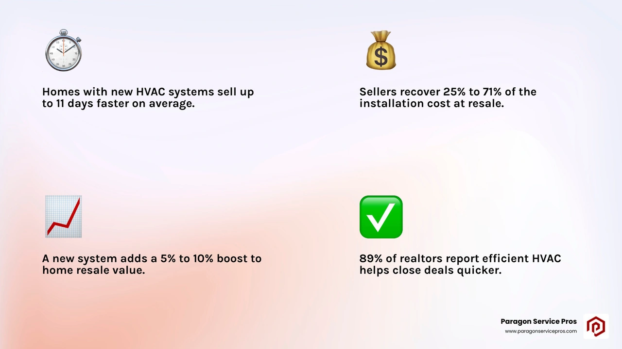 Infographic showing how a new HVAC system speeds up home sales with key stats on value, sale speed, and ROI infographic Infographic showing how a new HVAC system speeds up home sales with key stats on value, sale speed, and ROI infographic