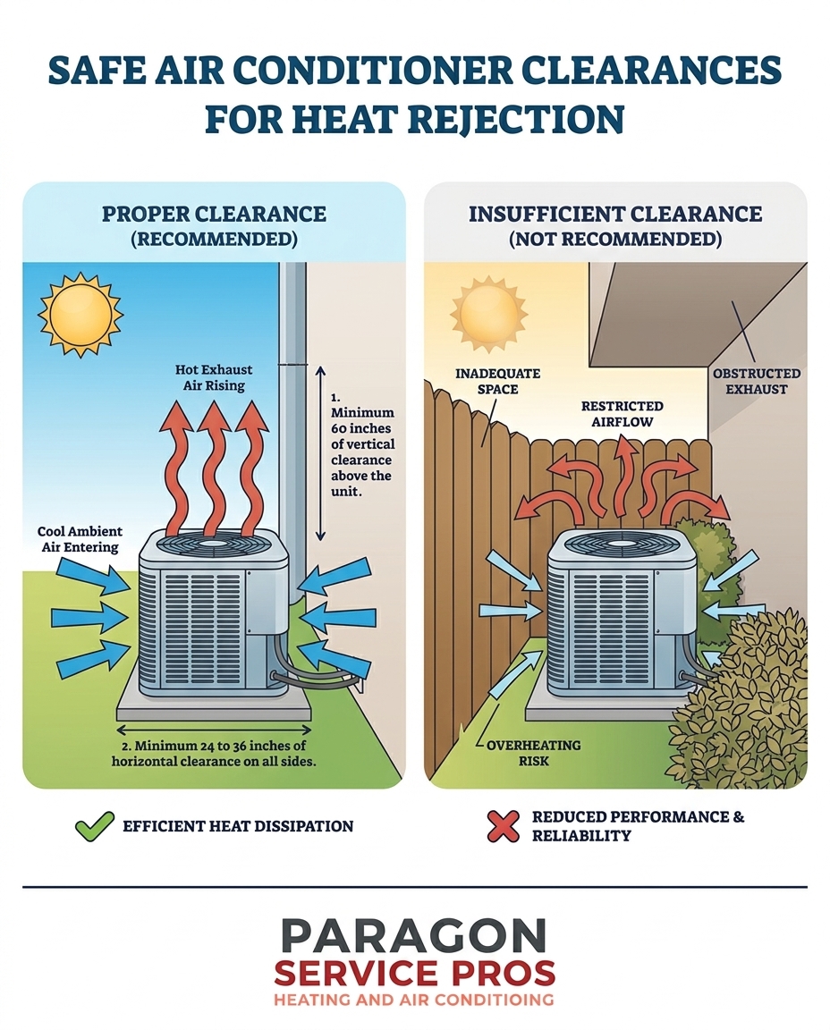 Safe Air Conditioner Clearances for Heat Rejection