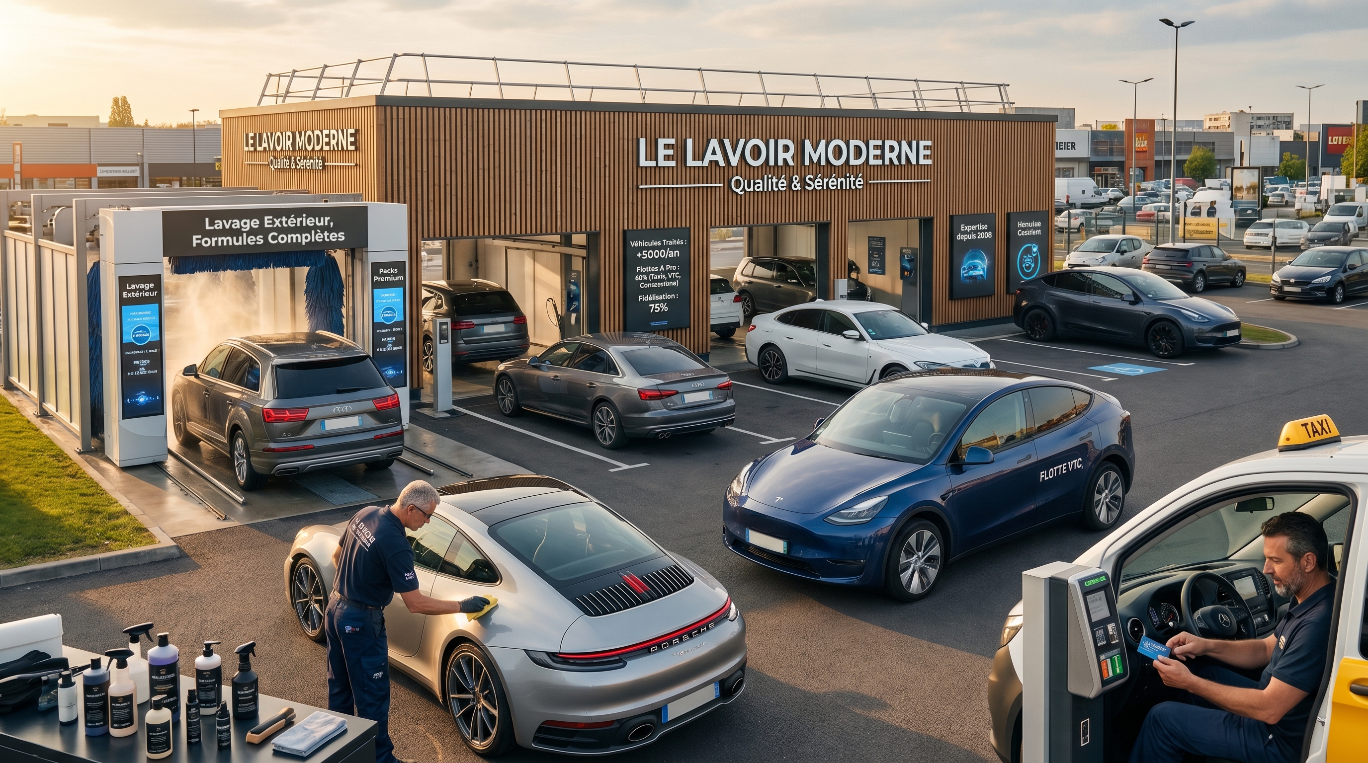 Illustration rebranding centre de lavage auto