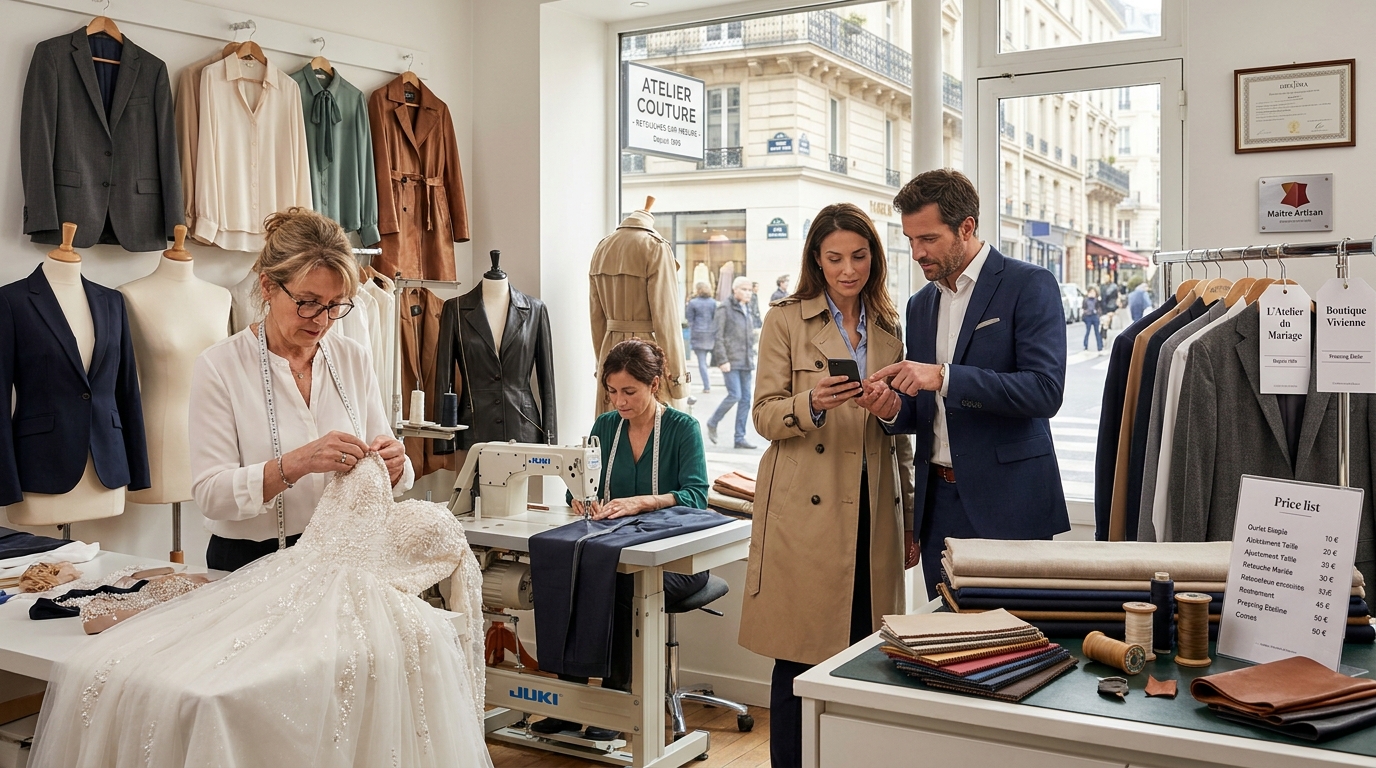 atelier de retouche couture - illustration éditoriale 1