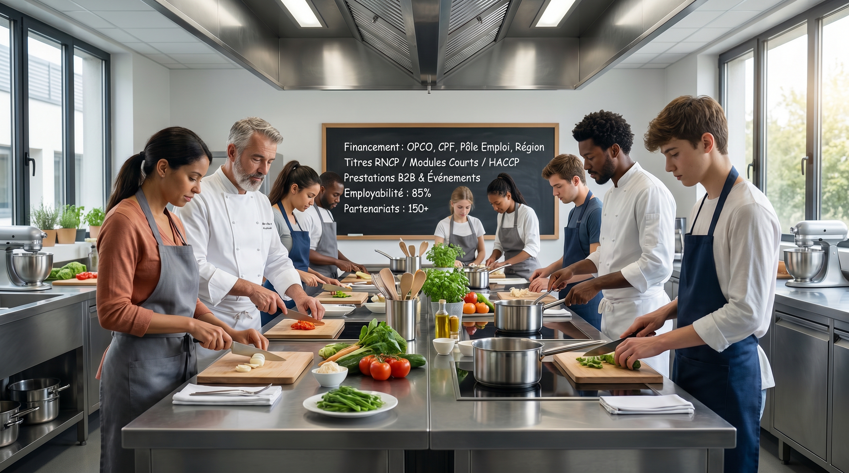 Illustration rebranding centre de formation restauration