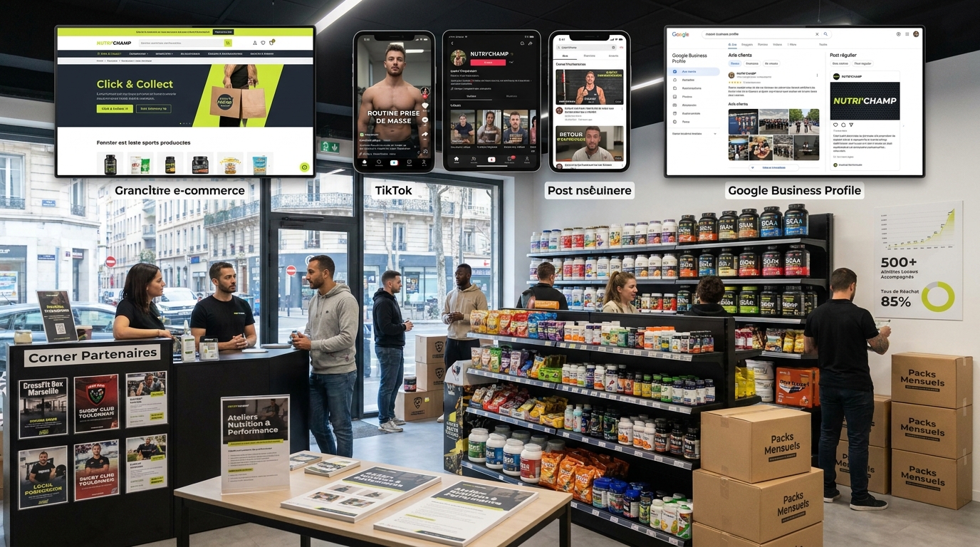 magasin de nutrition sportive - illustration éditoriale 4
