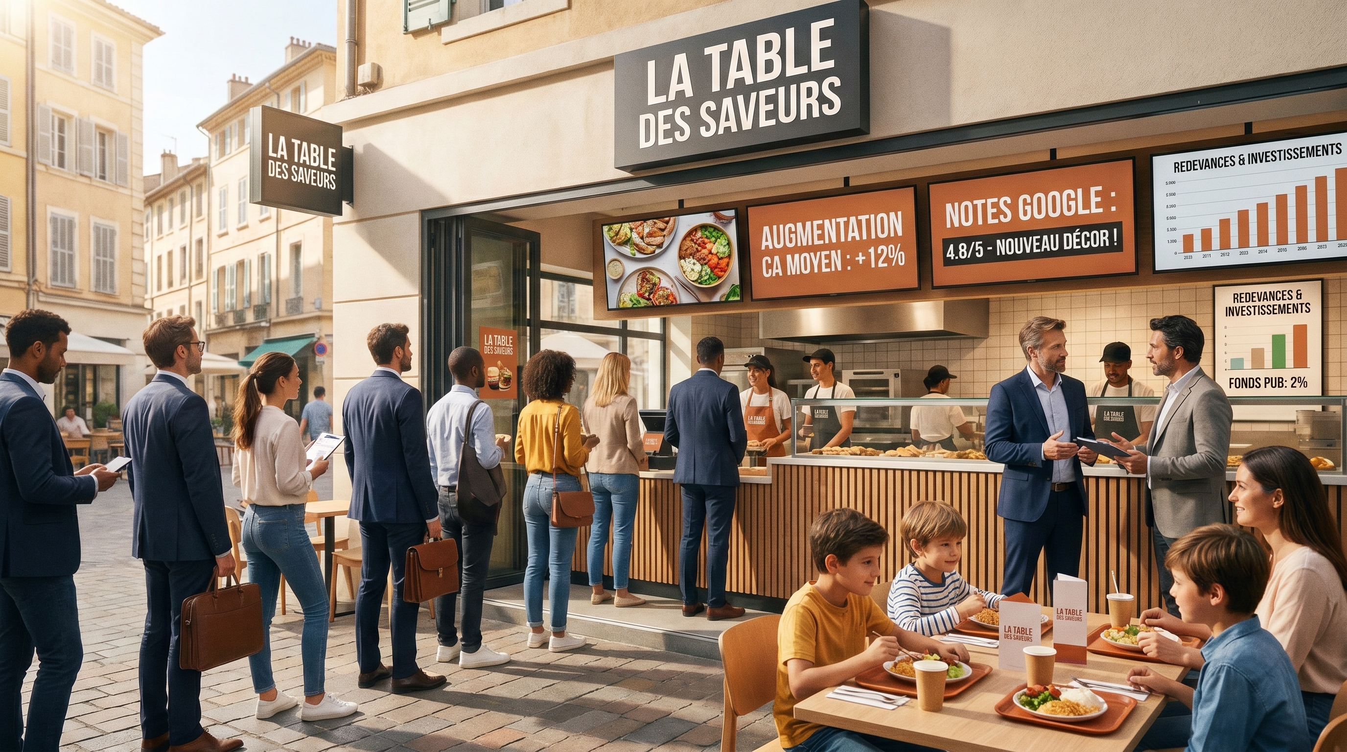 Illustration rebranding franchise de restauration