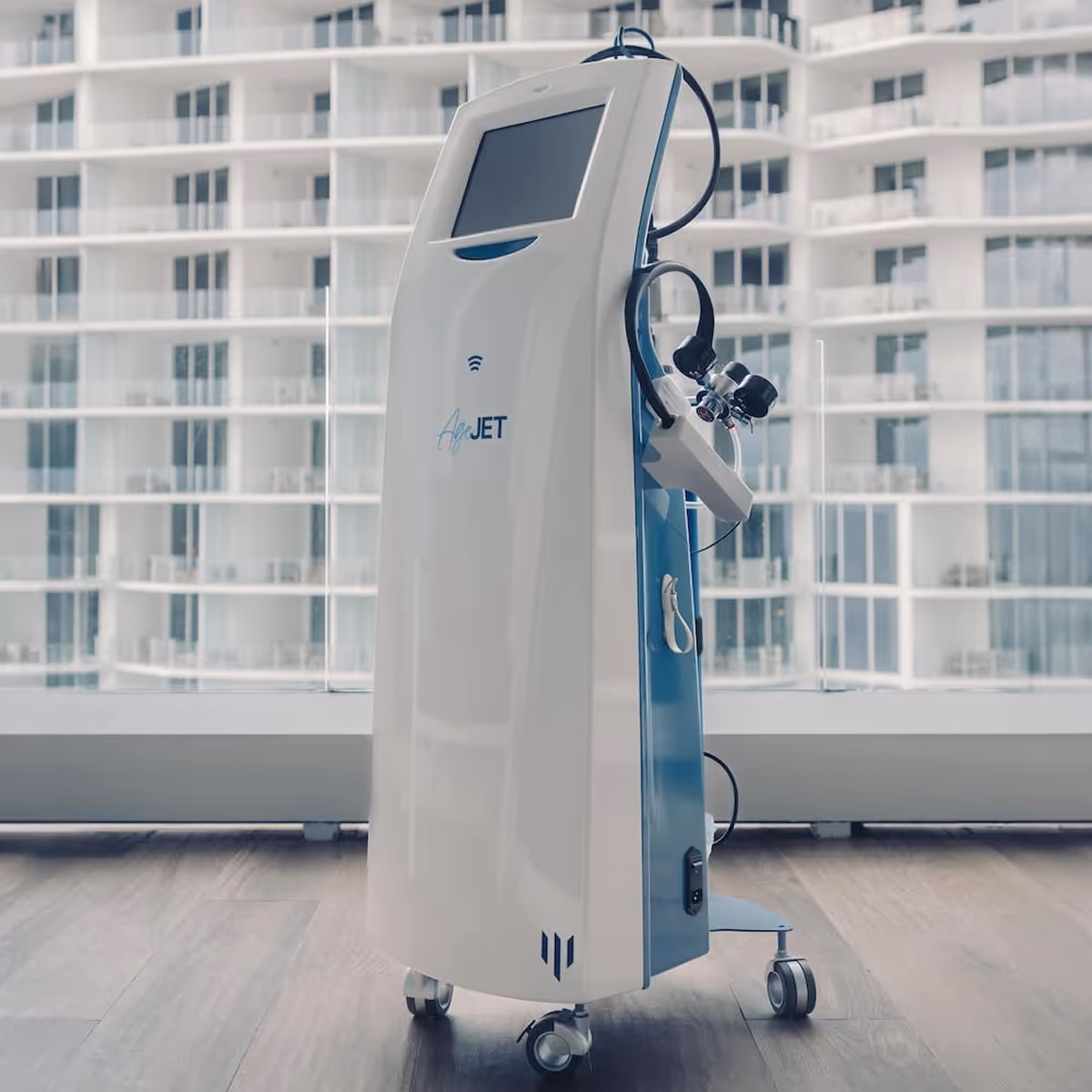 Advanced AgeJET plasma device used for non-surgical skin rejuvenation, eyelid tightening, and collagen renewal treatments.