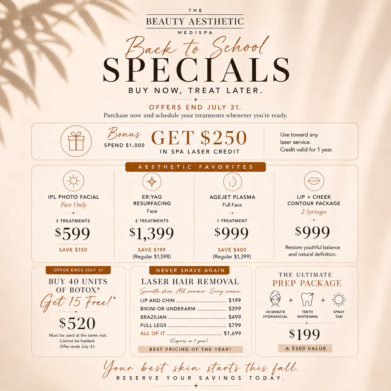 Botox event promotion at The Beauty Aesthetic Medispa offering $9 per unit for the first 20 guests reserving 40 or more units