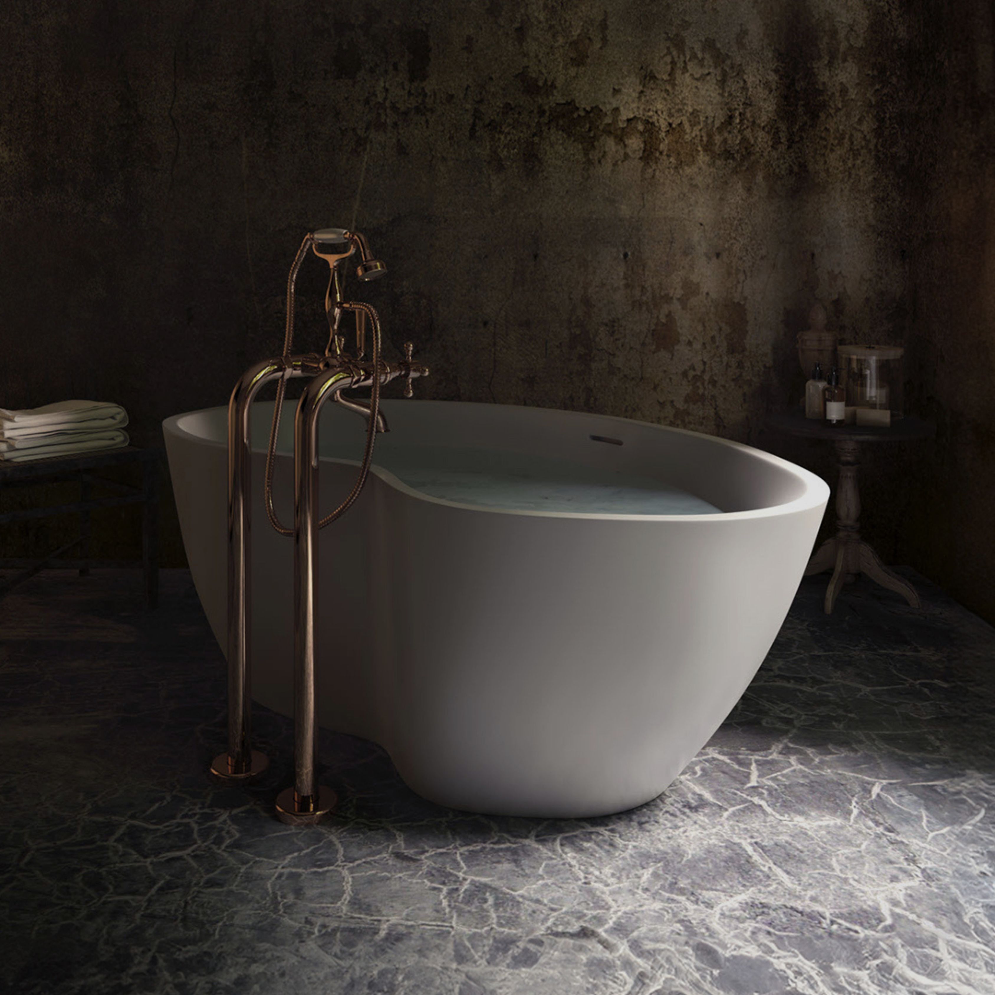 A stone composite bathtub for luxury wellness and hygiene