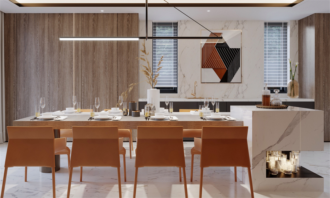 Calcatta White Marble Kitchen