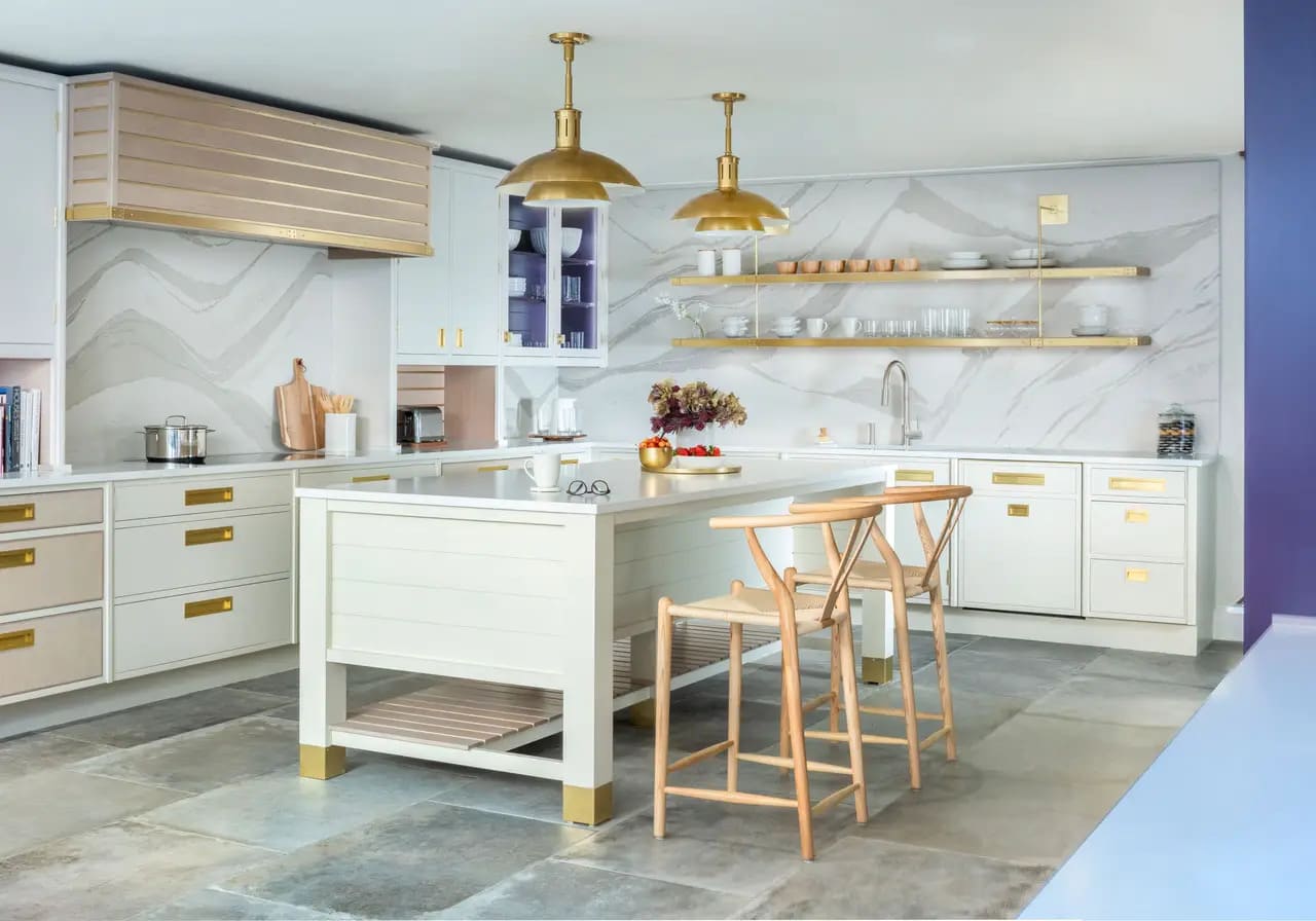 Luxurious kitchen look made from brittanicca warm cambria quartz