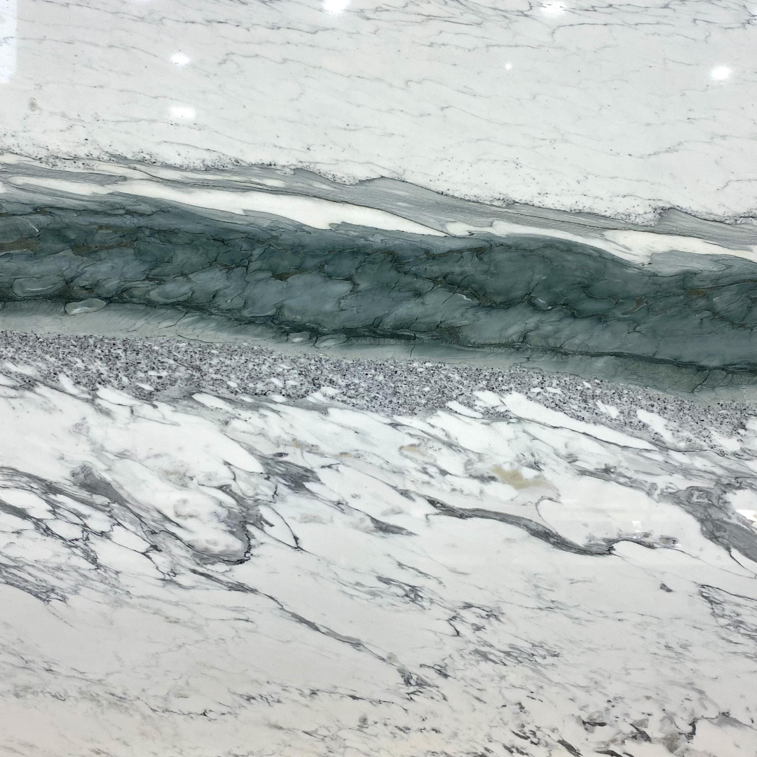 Texture swatch of dragon jade marble with good detailing on green and grey veinings over the white background
